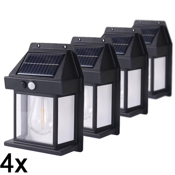 4x Saulės energija maitinama lauko lempa – nereikia laidų | FLUXLAMP