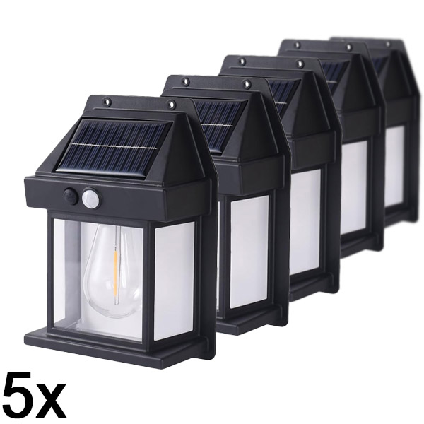 5x Saulės energija maitinama lauko lempa – nereikia laidų | FLUXLAMP